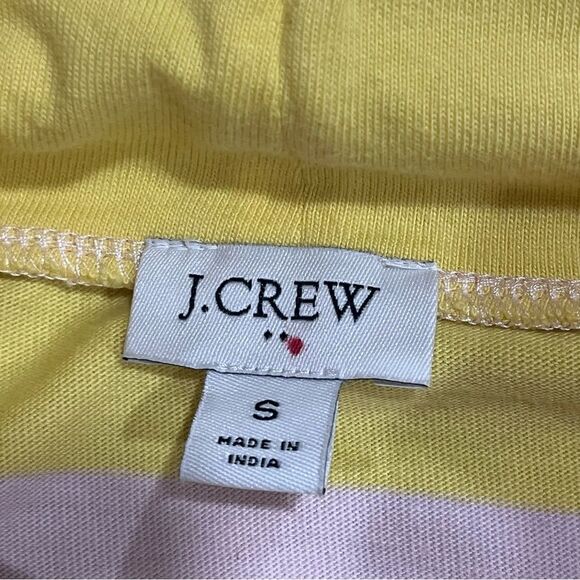 J. Crew Striped Funnelneck Pullover Top in Pink & Lemon Yellow Size Small - Picture 7 of 9